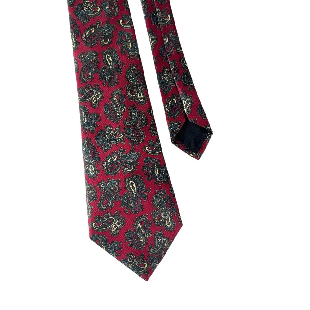 Kuppenheimer Men Paisley Neck Tie Quiet Luxury Old Money Career Professional Red